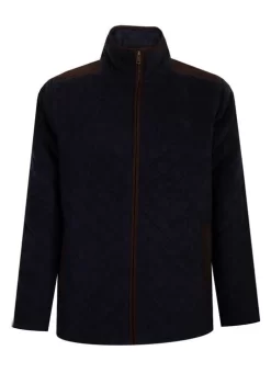 Navy Suede Trim Fleece Jacket