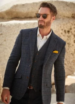 Dark Blue Hoy HARRIS TWEED Jacket Reg
