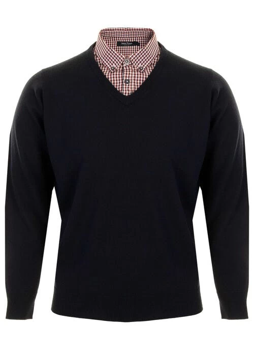 Navy Mock Shirt Jumper