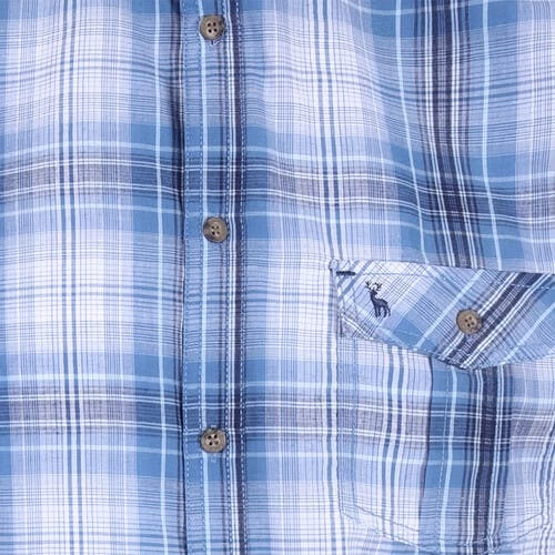 Navy Seersucker Check Shirt - Image 3