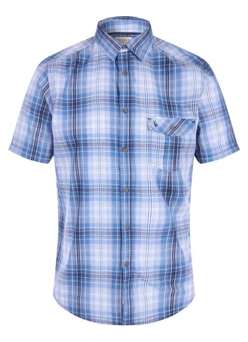 Navy Seersucker Check Shirt