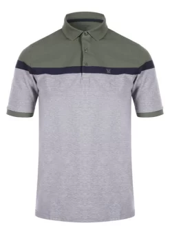 Khaki Panel Stripe Polo Shirt