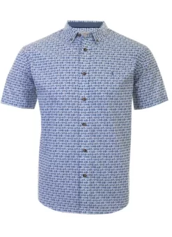 Blue Cotton Print Shirt