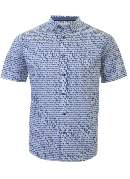 Blue Cotton Print Shirt