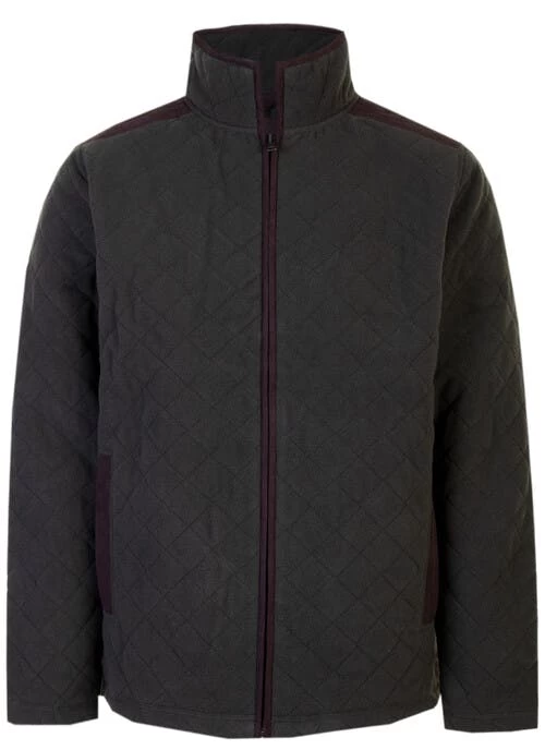 Khaki Quilted Zip Through Fleece
