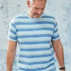 Blue Crew Neck Stripe T Shirt