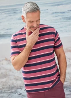 Berry Crew Neck Stripe T Shirt