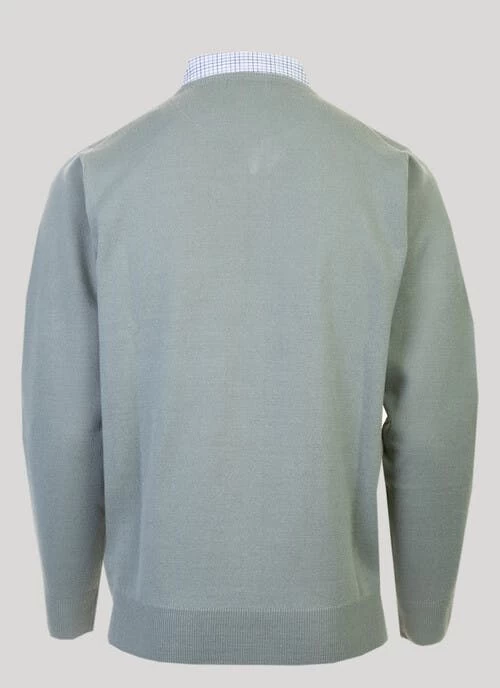 Green Mock Shirt V Neck Jumper - Image 2
