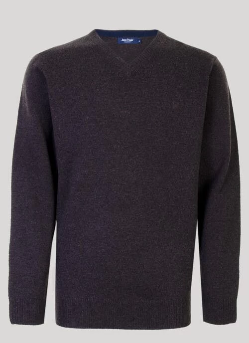 Brown Lambswool V Neck Jumper