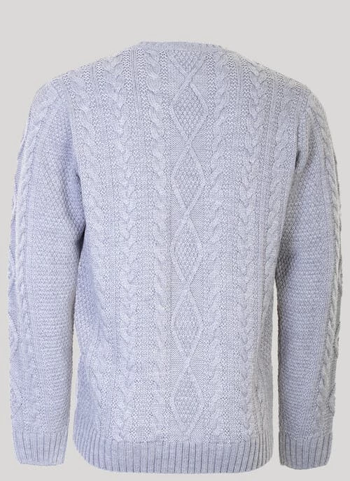 Crew Neck Aran Cable Knit Jumper - Image 2