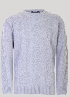Crew Neck Aran Cable Knit Jumper
