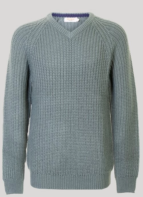 V Neck Fishermans Rib Jumper