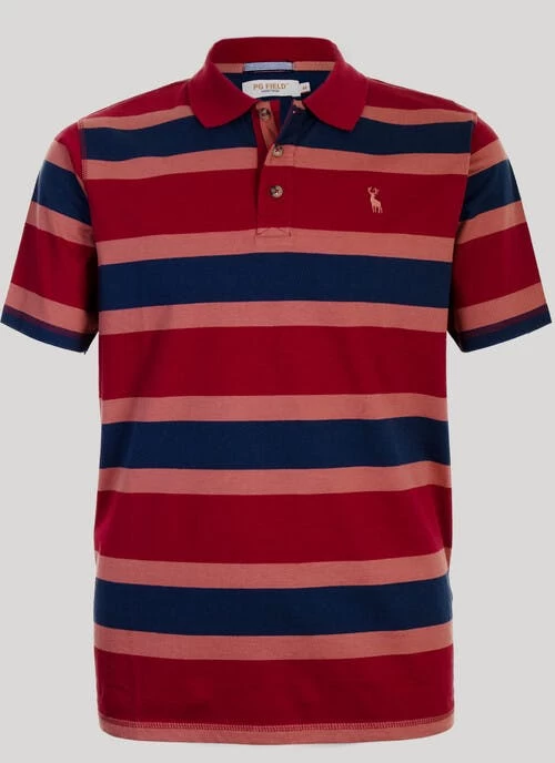 Burgundy Stripe Polo Shirt