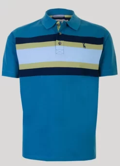 Teal Chest Stripe Polo Shirt