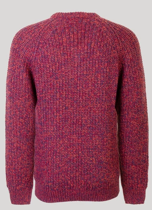 Red V Neck Fisherman Rib Jumper - Image 2