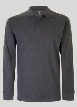 Charcoal Long Sleeve Polo Top