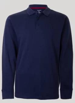 Navy Long Sleeve Polo Top