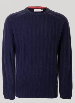 Navy Crew Neck Rib Jumper