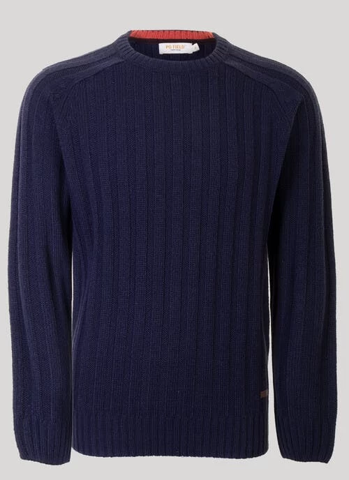 Navy Crew Neck Rib Jumper