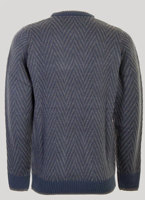 Navy Crew Neck Herringbone Jumper - Image 2