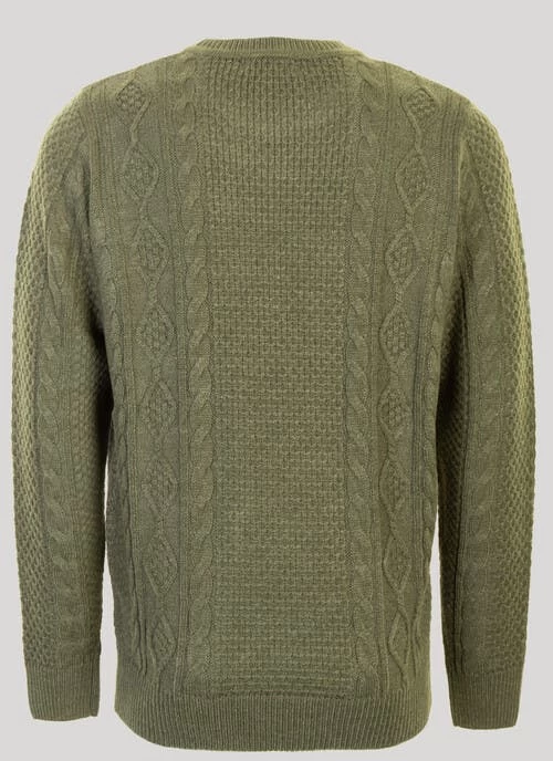 Green Crew Neck Cable Jumper - Image 2