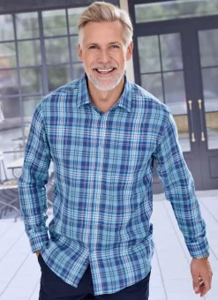 Aqua Long Sleeve Check Shirt