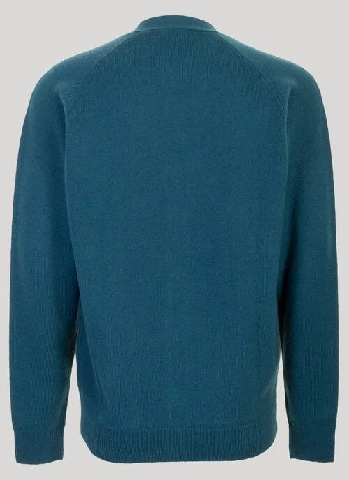 Blue Machine Washable Lambswool Cardigan - Image 2