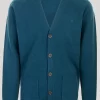 Blue Machine Washable Lambswool Cardigan