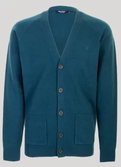 Blue Machine Washable Lambswool Cardigan