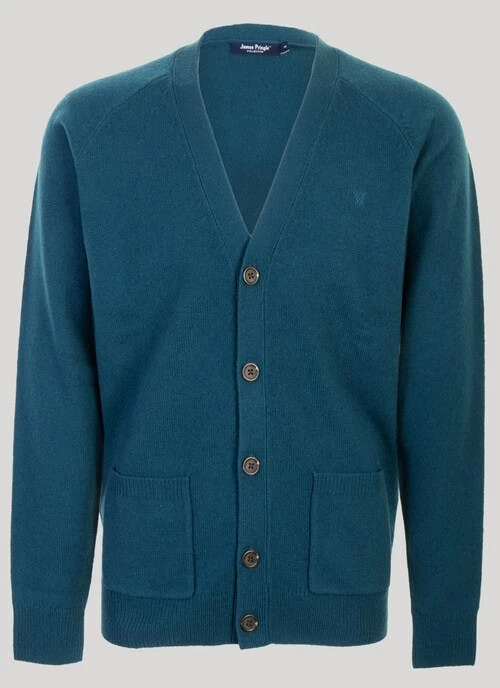 Blue Machine Washable Lambswool Cardigan