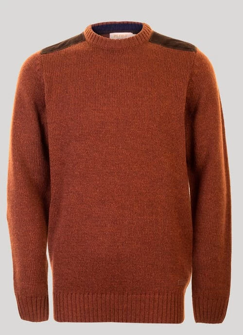 Orange Crew Neck Suede Trim Jumper