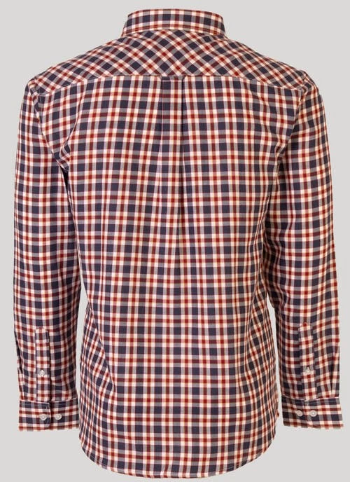 Navy Long Sleeve Check Shirt - Image 2
