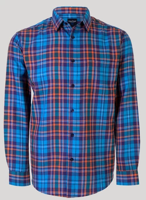 Teal Long Sleeve Check Shirt - Image 2