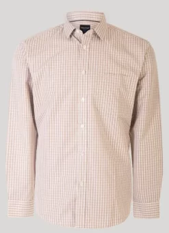 Beige Long Sleeve Check Shirt