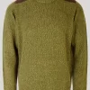Green Crew Neck Suede Trim Jumper