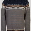 Navy V Stitch Fairisle Jumper