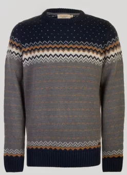 Navy V Stitch Fairisle Jumper