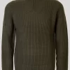 Green Half Zip Fisherman Rib Jumper