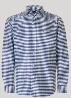 Blue Long Sleeve Cotton Check Shirt