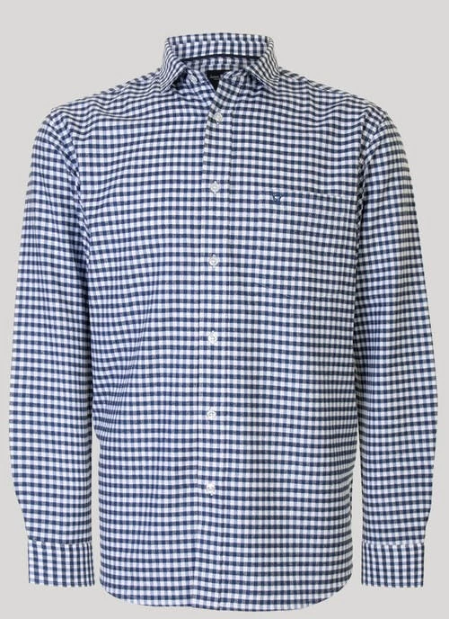 Blue Long Sleeve Cotton Check Shirt