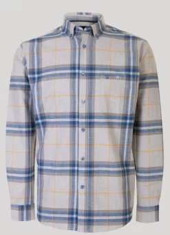 Grey Long Sleeve Cotton Check Shirt