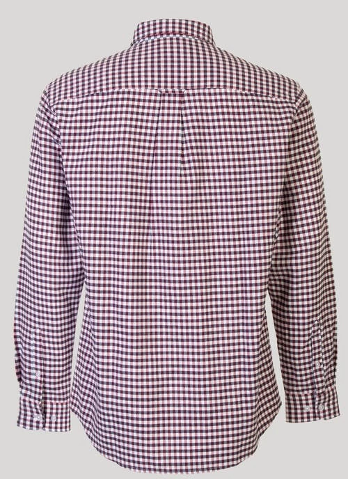 Red Long Sleeve Cotton Check Shirt - Image 2