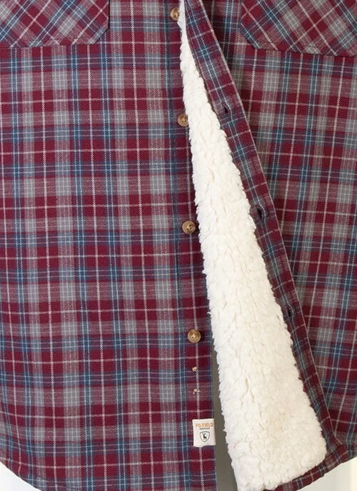 Navy Sherpa Fur Lined Check Shirt - Image 3