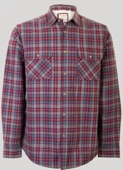 Navy Sherpa Fur Lined Check Shirt