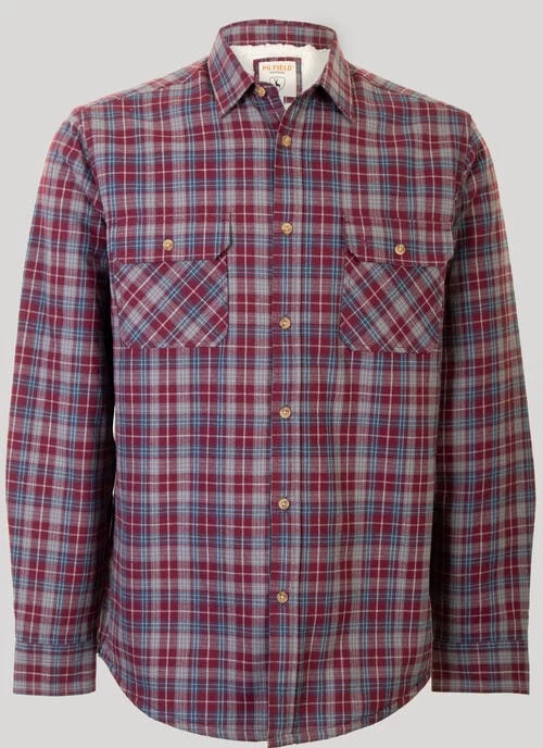 Navy Sherpa Fur Lined Check Shirt