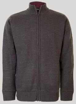 Charcoal Zip Fur Lined Cardigan