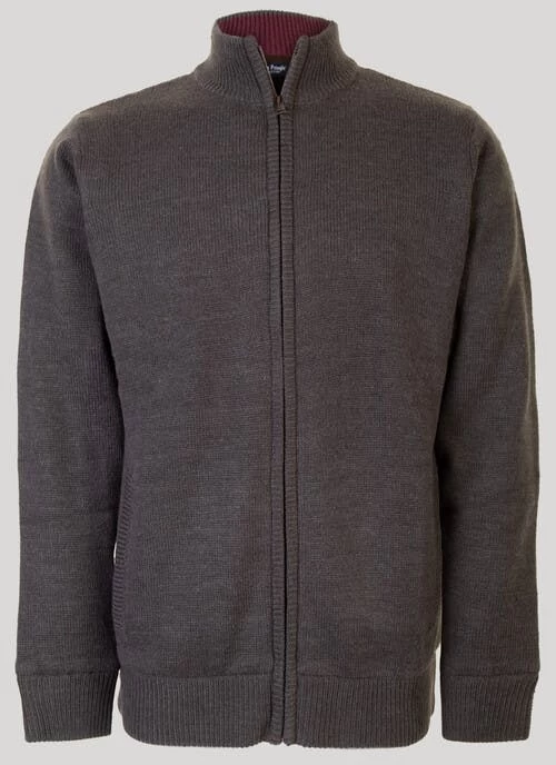 Charcoal Zip Fur Lined Cardigan