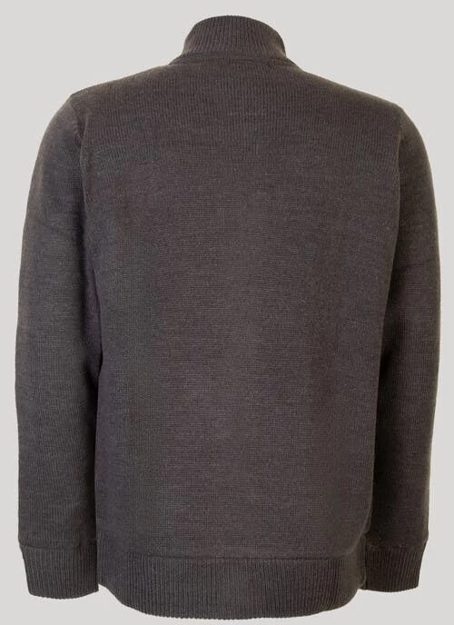 Charcoal Zip Fur Lined Cardigan - Image 2