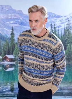 Beige Jacquard Snowflake Jumper