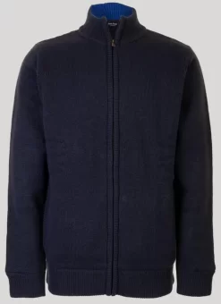 Navy Zip Fur Lined Cardigan